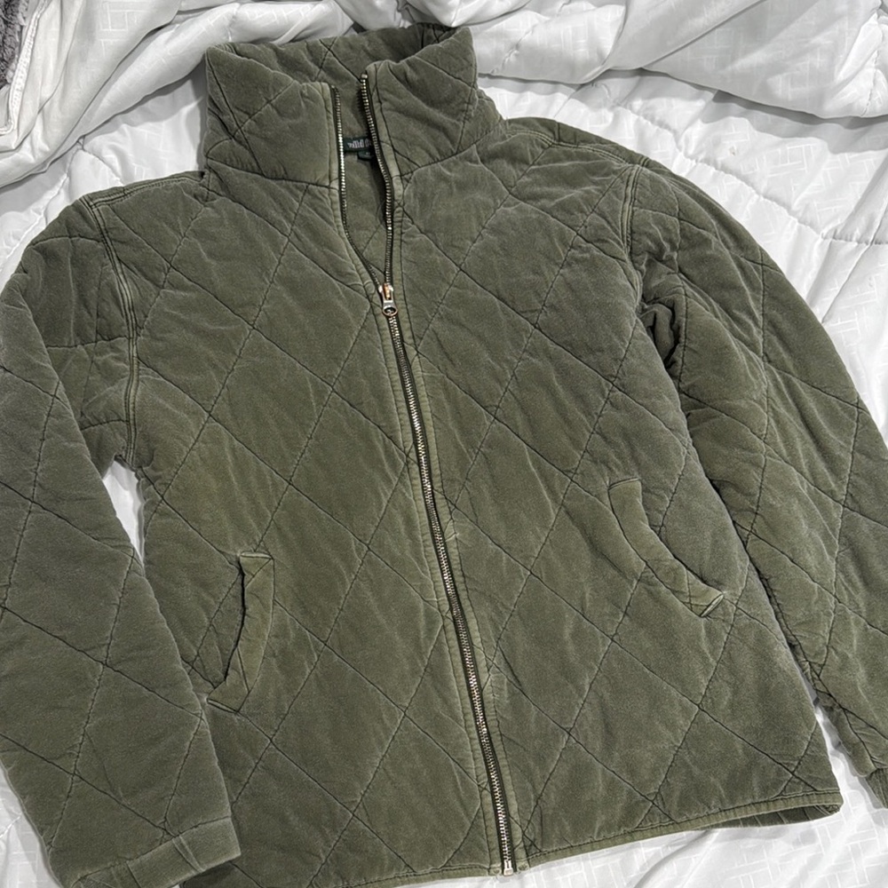 Wild Fable XS Quilted full zip jacket olive green